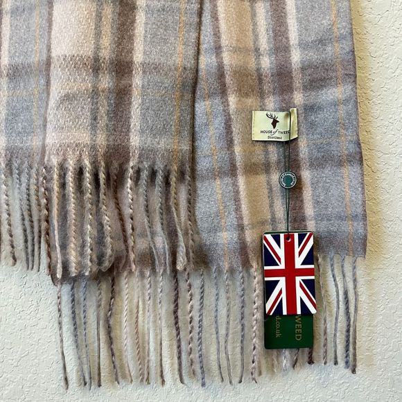 NWT HOUSE OF TWEED Scotland Multicolor Plaid Rectangle Scarf Fringes Unisex - Picture 4 of 8